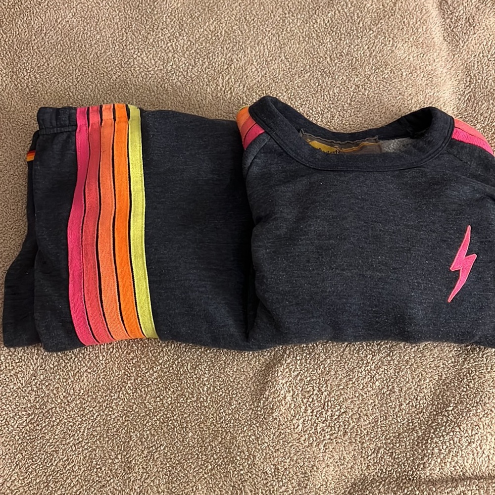 Aviator Nation 5 Stripe Cropped Bolt Sweatsuit